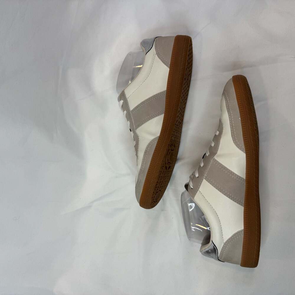 J.Crew Field Sneakers White Suede Metallic Silver Size 8 BT984 - Picture 7 of 10